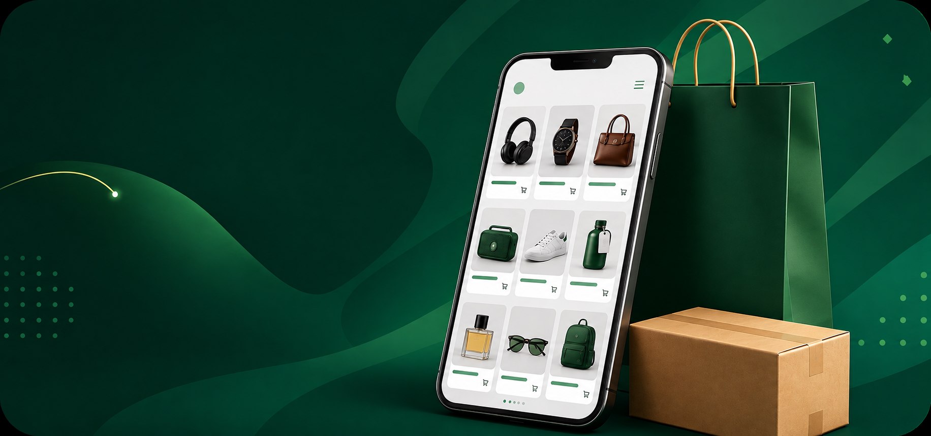 Produits physiques présentés sur un téléphone