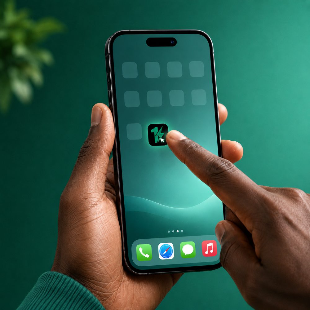 Un doigt qui appuie sur l'icône de la boutique installée sur l'écran d'accueil d'un téléphone